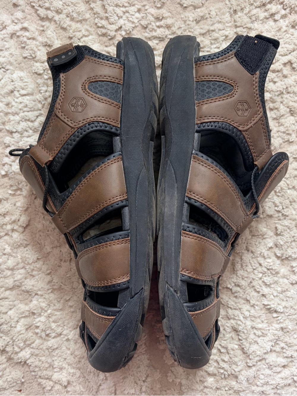 Khombu Brown & Black Travis Hiking Men's Fisherman Sandals w Toggle Lacing 11M - Picture 5 of 12